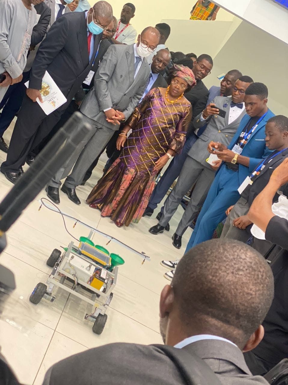 The Agrobot prototype being demonstrated to officials at Presidential ICT Week.